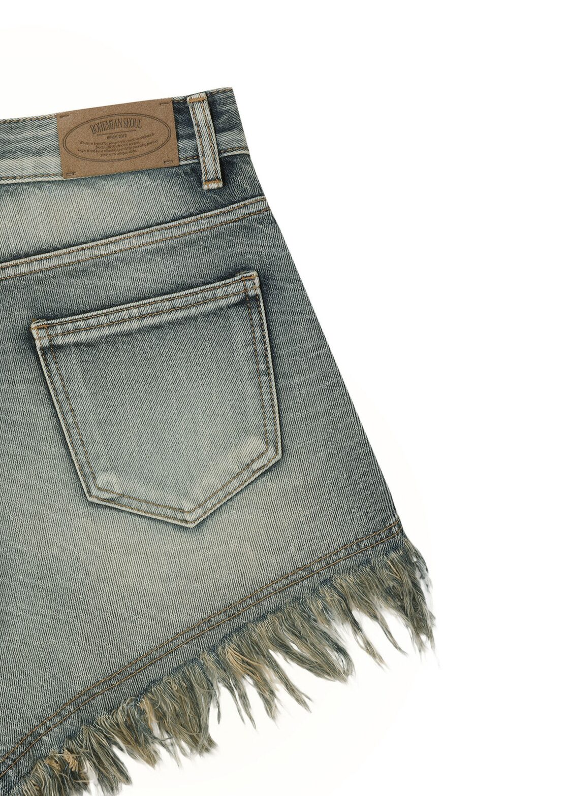 BOHEMIAN SEOUL] DAMAGE WASHING SHORTS, BLUE 正規品 韓国ブランド 