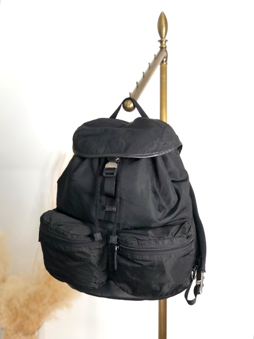 PRADA プラダ バックパック ブラック トライアングルロゴ ナイロン リュック vintage ヴィンテージ オールド cdmpeg