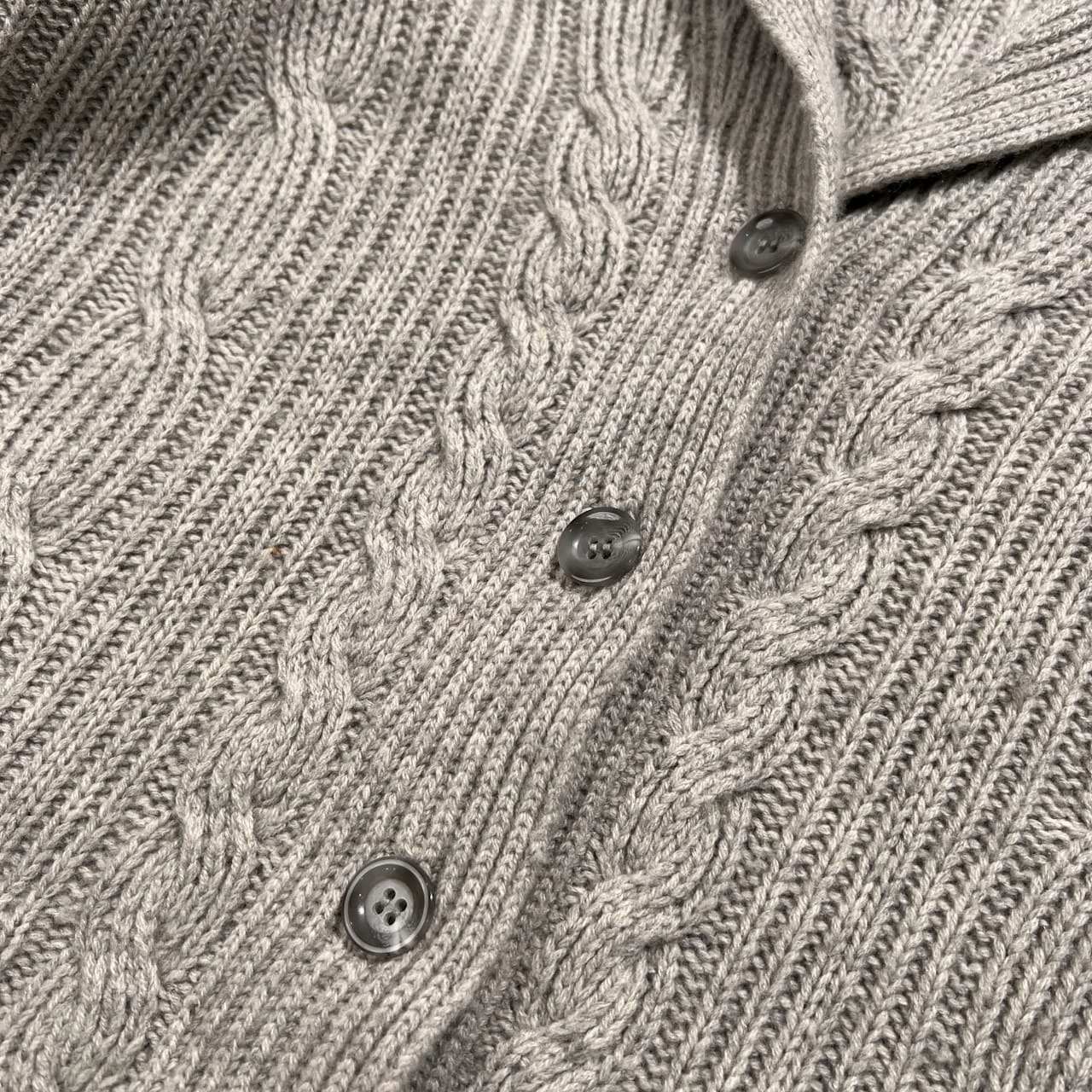 カシミヤ100% ROYAL PATOU ロイヤルパトゥ ケーブル編み ローゲージ カシミア ニット カーディガン /レディース/グレー系