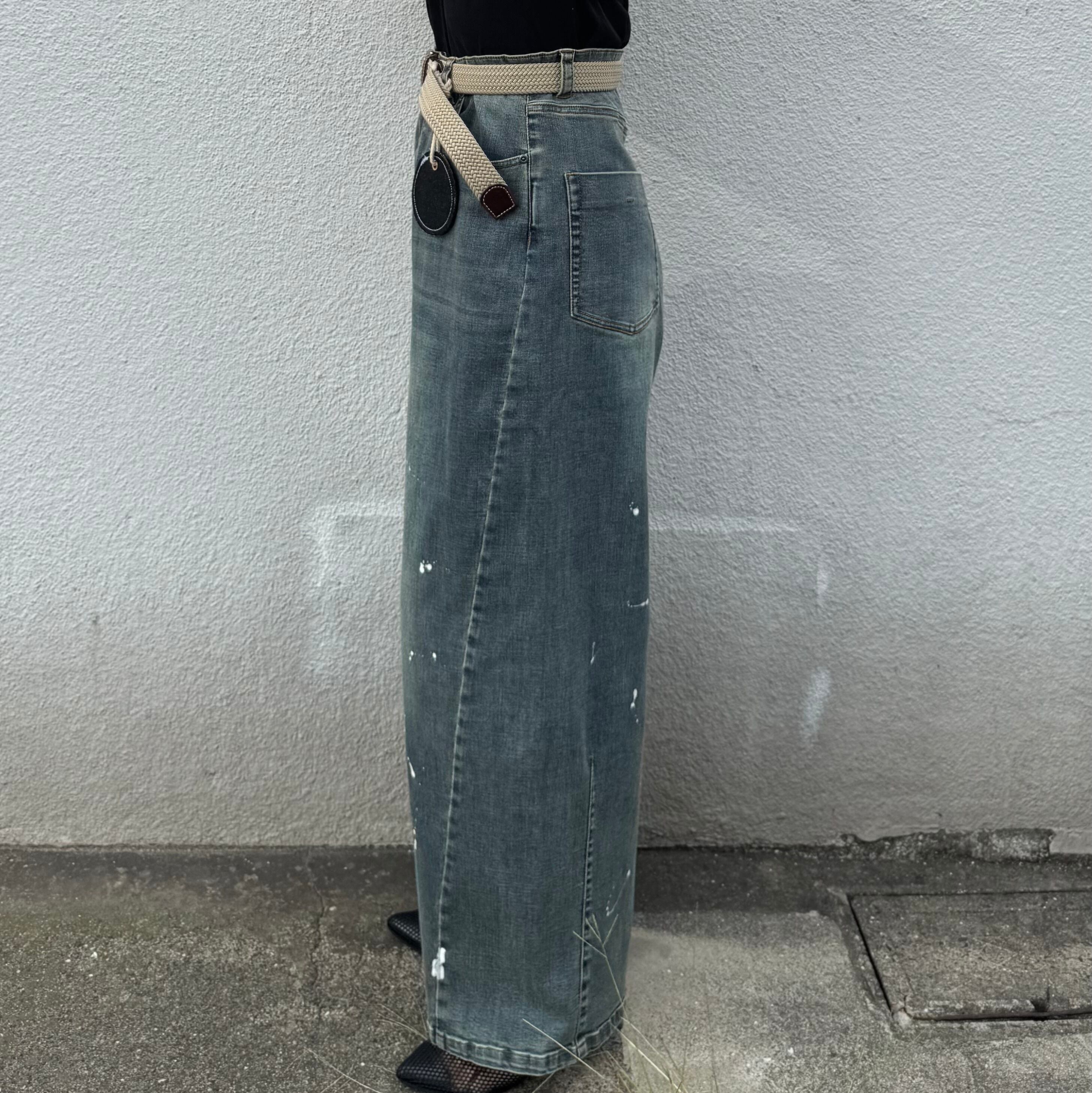 ayane】ペイント加工バレルレッグデニムパンツ 875815 アヤン | VIVONE