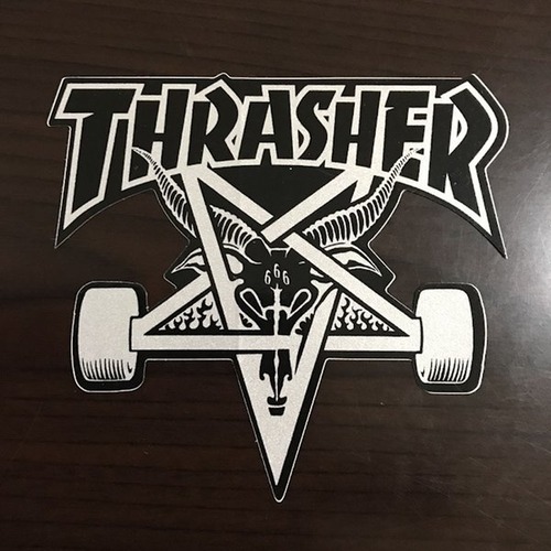 【ST-213】Thrasher Magazine スラッシャー スケートボード ステッカー Pentagram シルバー