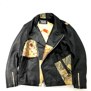 【rd08】再構築 レザー×着物ライダースジャケット  LEATHER ×Kimono MIX RIDERS JACKET  【rd07】