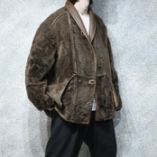 shawl collar brown mouton jacket