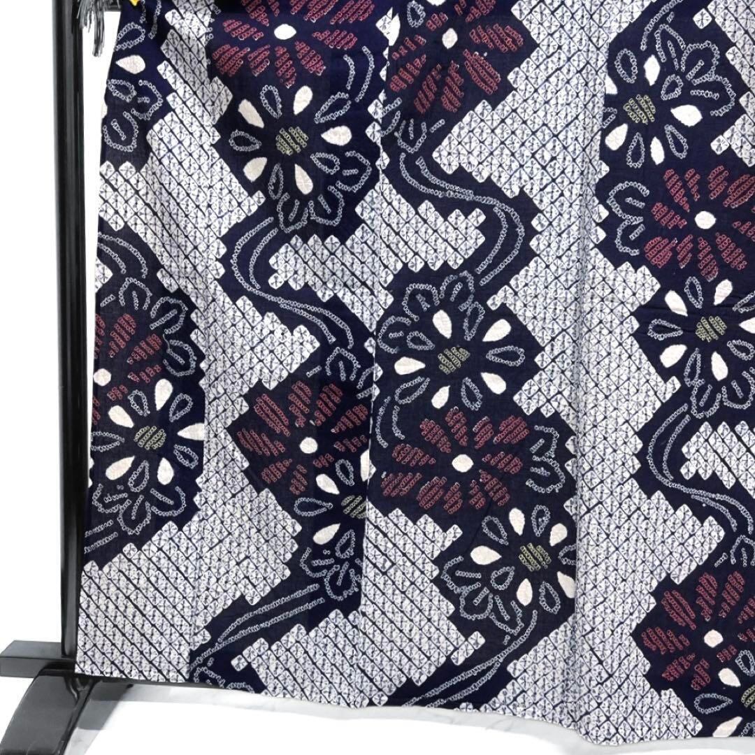 未着用 浴衣 有松鳴海絞り 花模様 藍色 着物 032a d | Pay ID