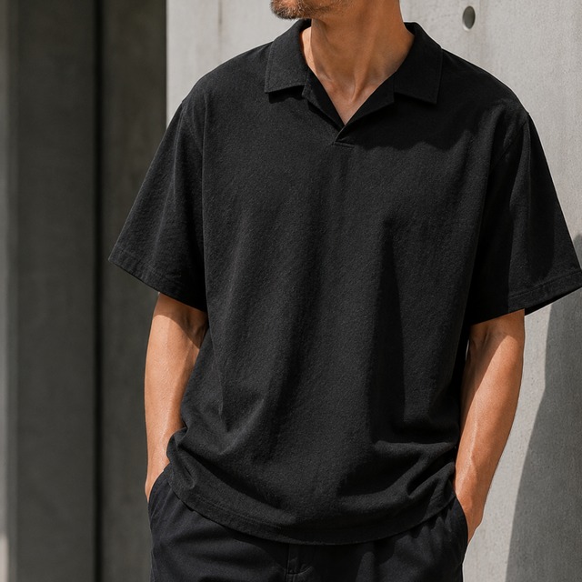 【H1124】Polo Color Short Sleeve Plashirt /2color