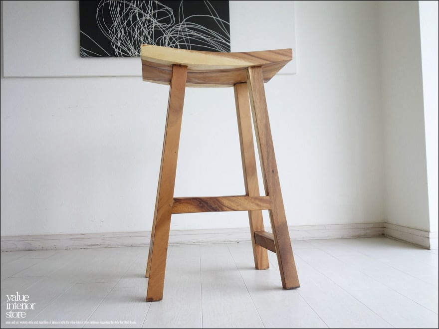 総無垢 モンキーポッドバースツール π/1 イス 天然木 椅子 ベンチ 木製 チェア シンプル 新品 ナチュラル 無垢材家具 送料無料 W51xH80cm