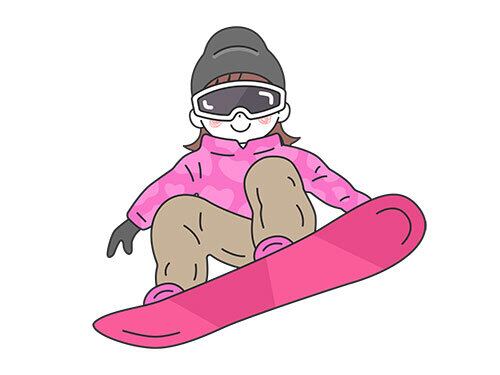 スノーボードをする、女性のイラスト | イラストセンター有料素材販売