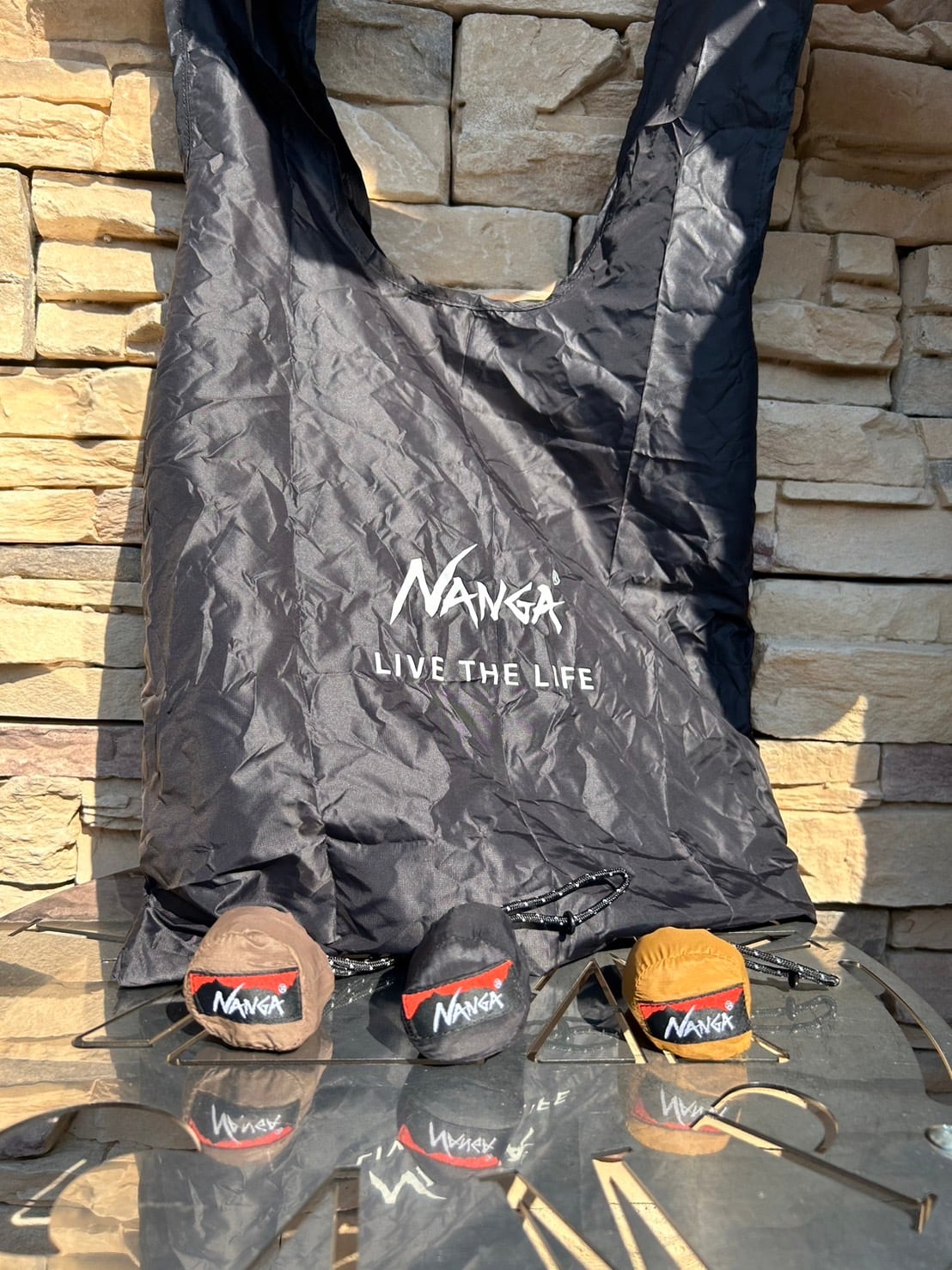 NANGA】 POCKETABLE ECO BAG (LIVE THE LIFE) ナンガ ポケッタブル