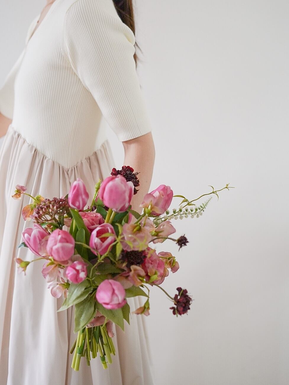 〈完成品販売ブーケ〉Pink tulip artificial flower bouquet