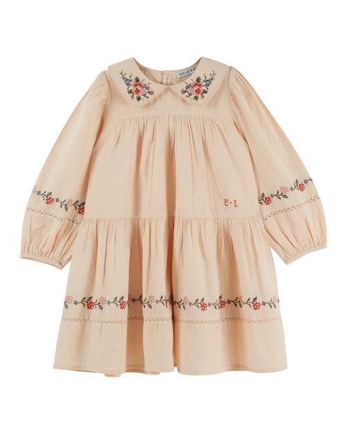 【Emile et Ida】Dress Embroidered cross stitch / beige
