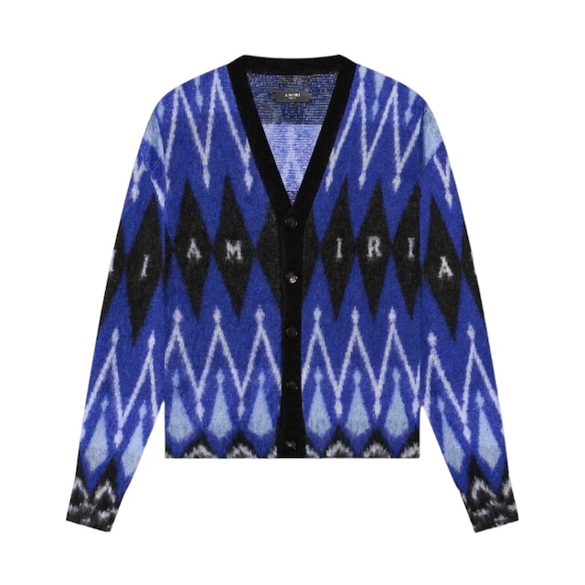 【AMIRI】ARGYLE MOHAIR CARDIGAN(BLUE)