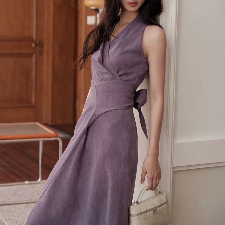 2025夏新作|パープルホルターワンピース YH9047