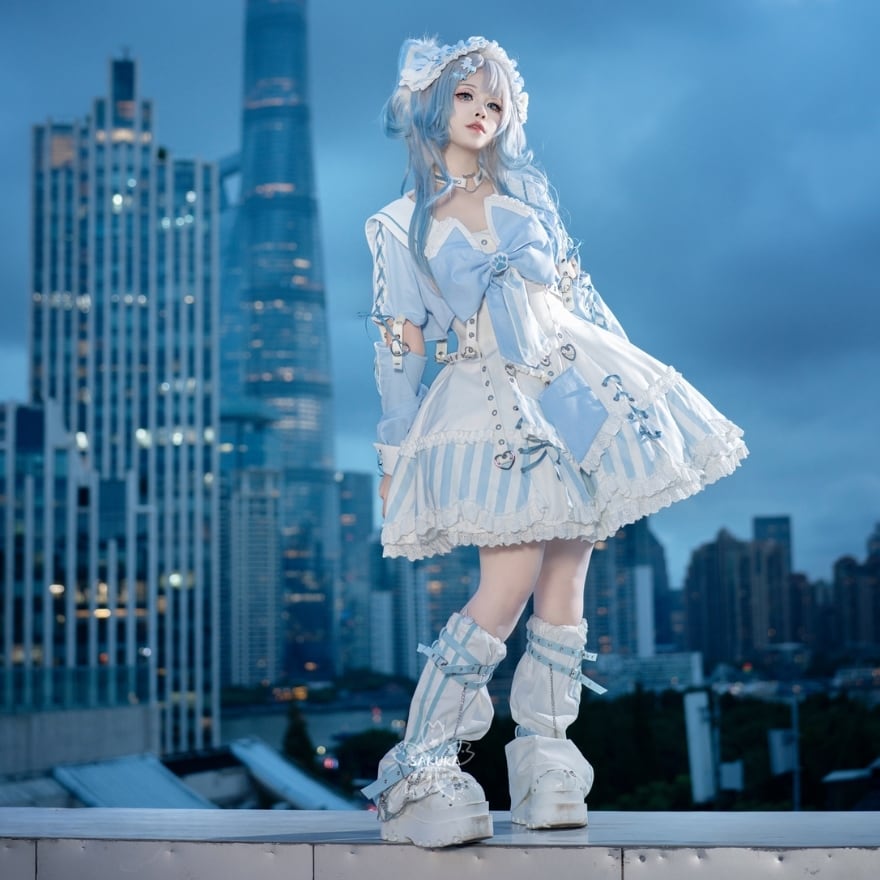 ゴスロリ通販 With U ゴスロリ 天使界隈 アイドル衣装 チョーカー 水色