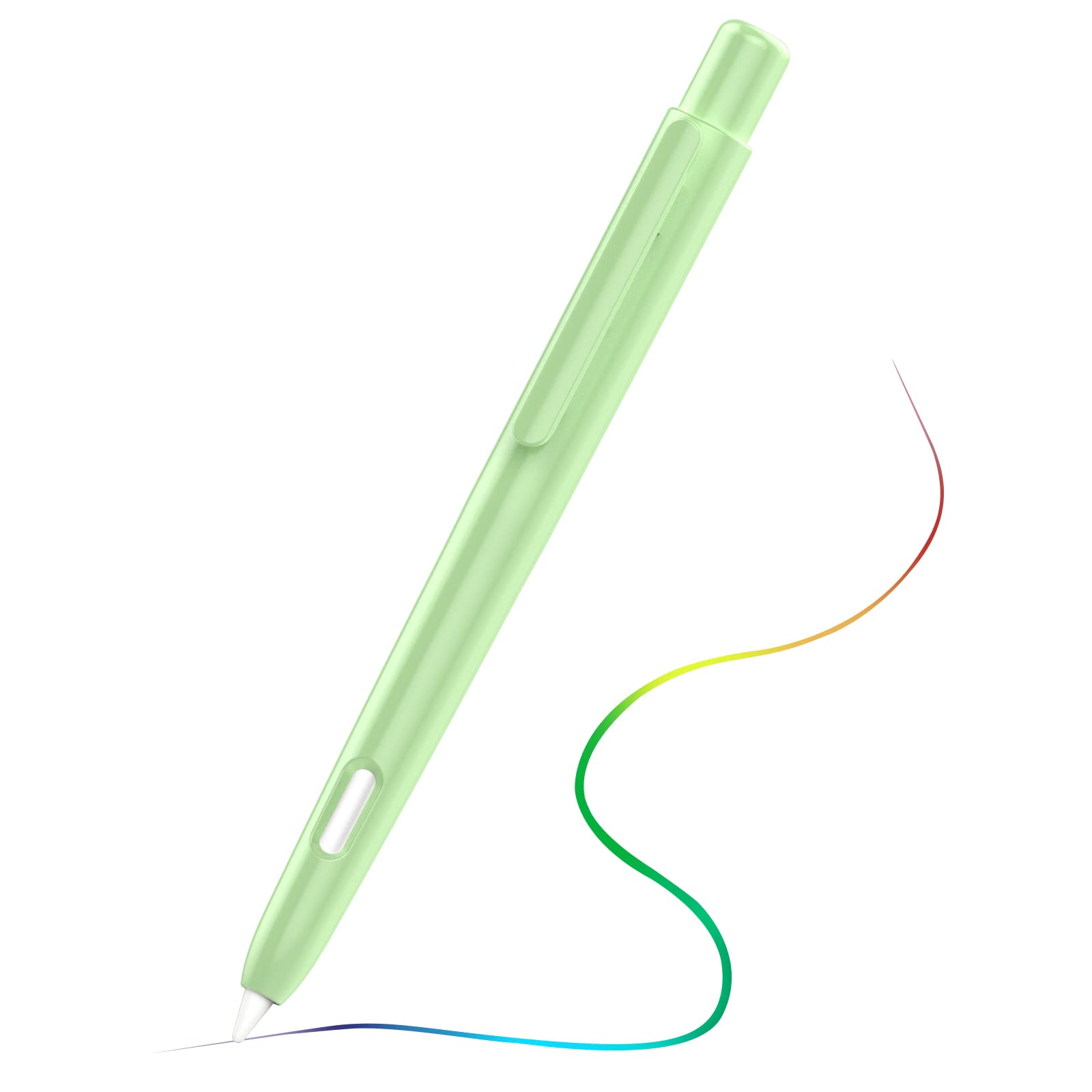 Moko 保護ケース Apple Pencil Pro、Apple Pencil 第2世代対応 クリップ付きApple Pencil用伸縮保護ケース Apple Pencil ハードPCカバー ダブルタップスタンド グリーン