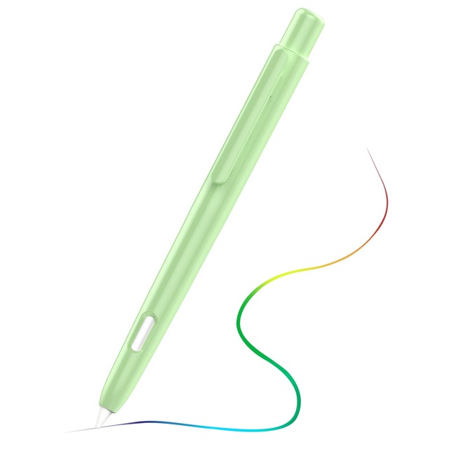 Moko 保護ケース Apple Pencil Pro、Apple Pencil 第2世代対応 クリップ付きApple Pencil用伸縮保護ケース Apple Pencil ハードPCカバー ダブルタップスタンド グリーン