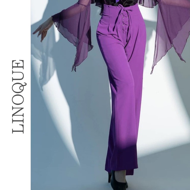 レースアップハイウエストワイドパンツ 4color 【L00112】