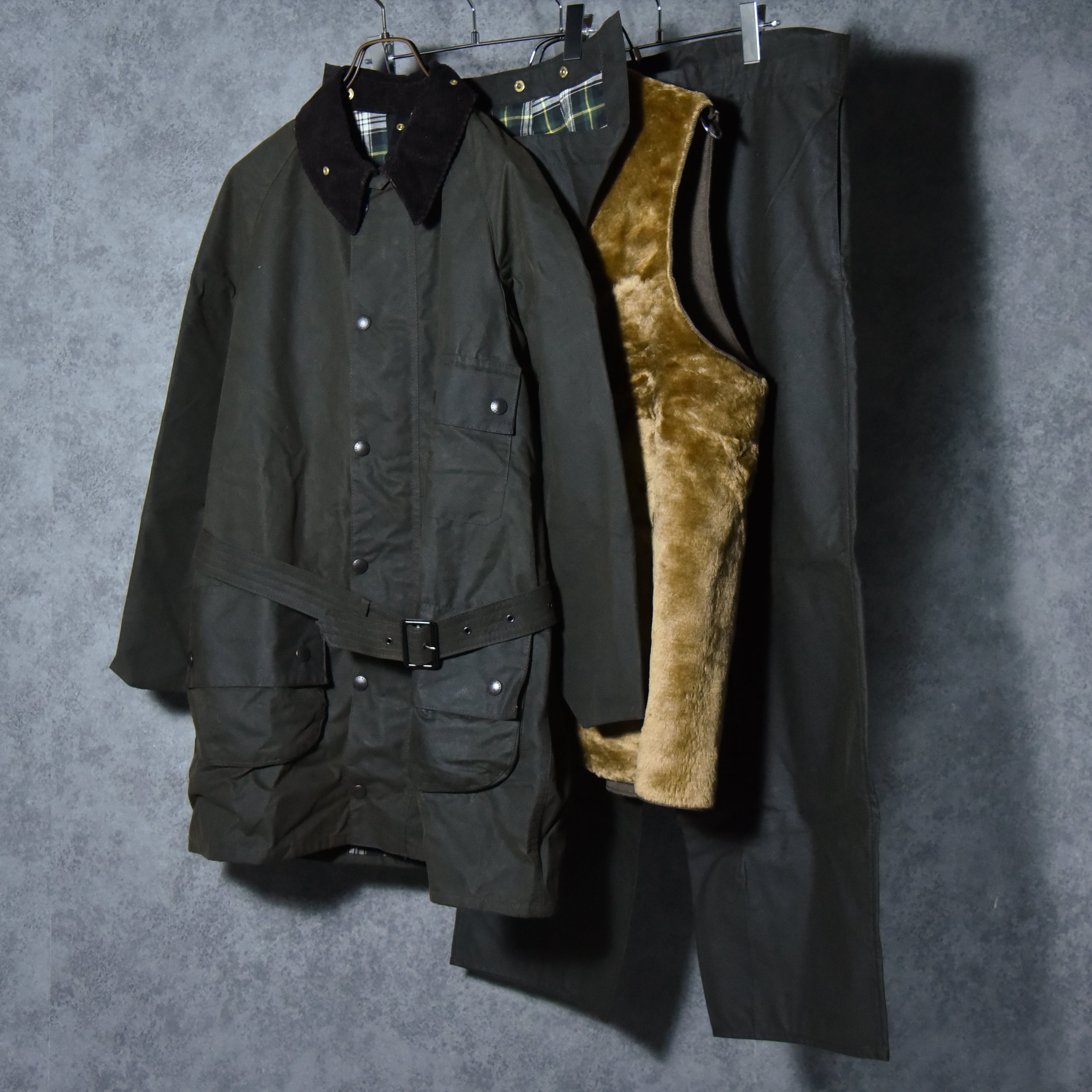 美品Barbourバブアー Solway Zipper フード　ベストフルセット DEAD STOCK】80s Barbour SOLWAY ZIPPER Full Set バブアー ソルウェイ