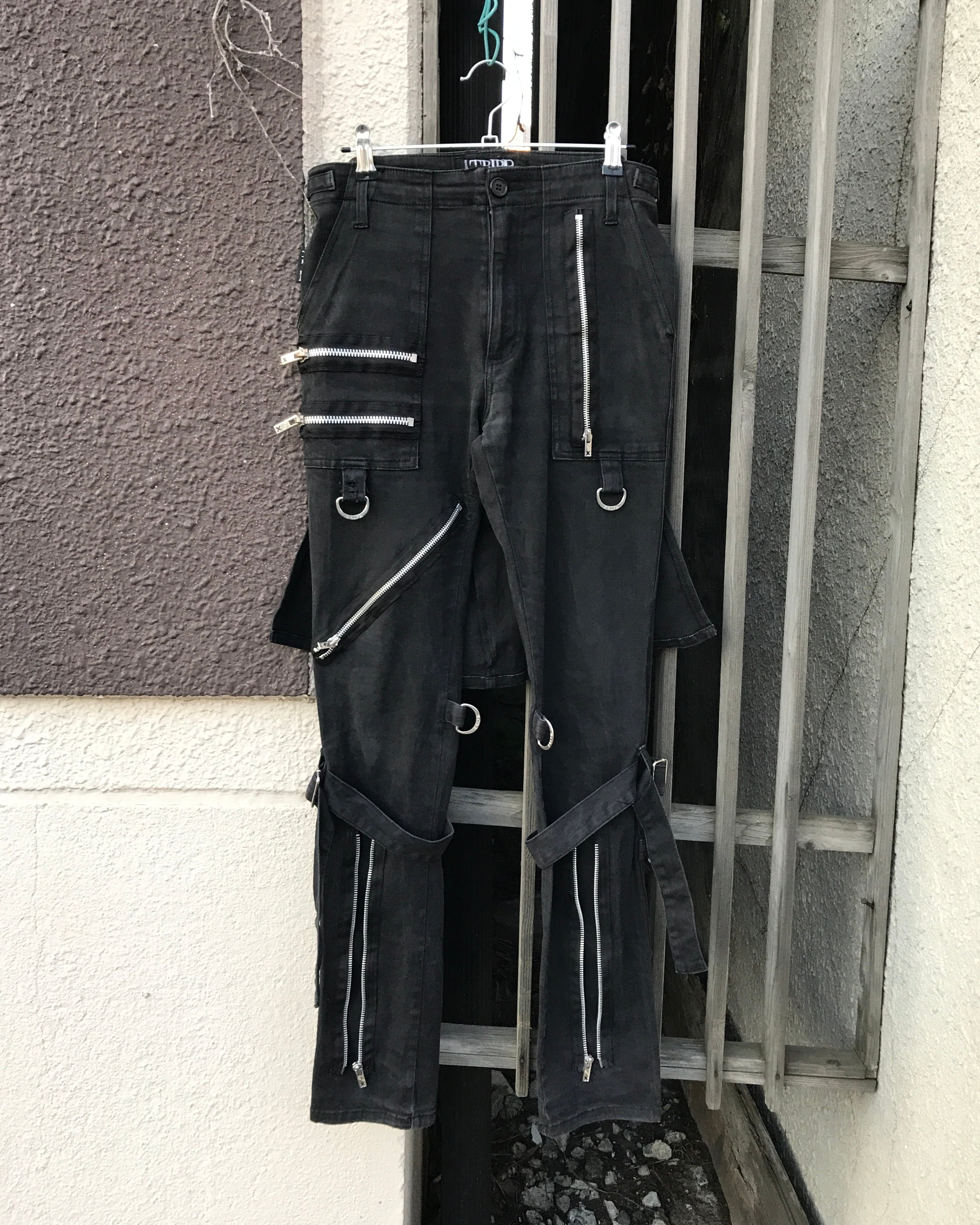 666 アーミージップアップパンツ　黒　パンク　サイズ表記30 666 アーミージップパンツ 30 inch | 古着屋border