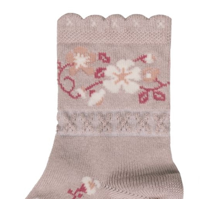 Collegien - Camélia - Jacquard Flower Ankle Socks / Vieux Rose