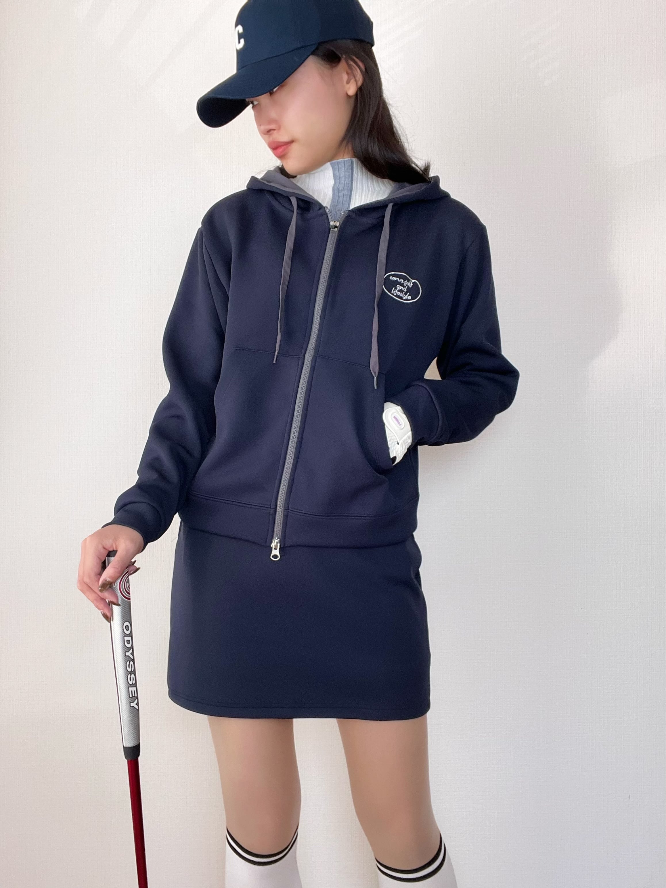 即納＊cerva cardboard knit zip Parka (Navy）【セットアップ可能
