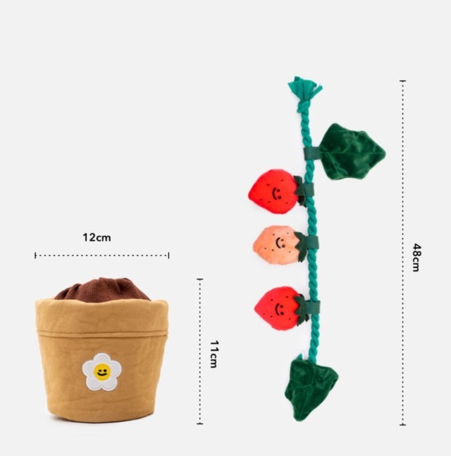 【お取り寄せ】ペットおもちゃ 蔵食玩具 ins ペット用品 イチゴ盆栽セット 発声 ペットグッズ