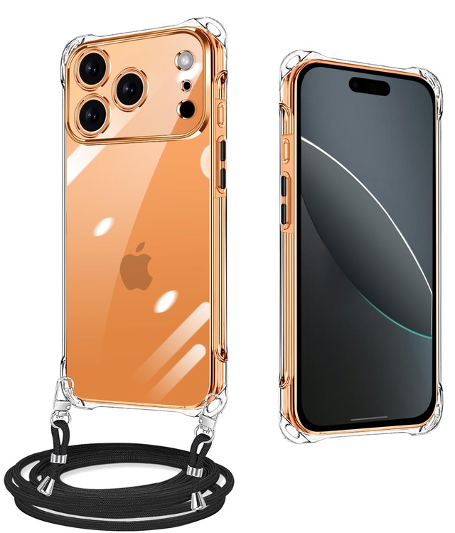 xiusiteli iPhone 18 Pro / 17 Pro 用 ケース クリア ショルダー TPU 縄掛け 薄型 軽量