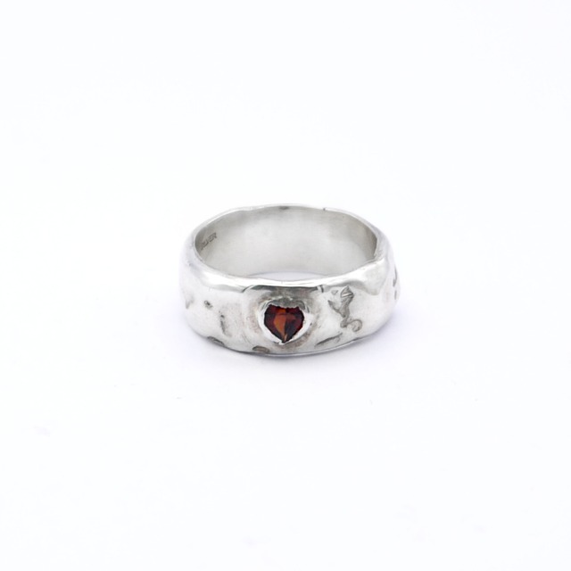 "Melty Heart series" basic L ring with color stone - silver