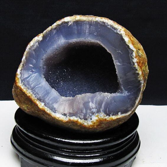 1Kg アゲート ジオード 原石 置物 台座付属 瑪瑙 メノウ 晶洞 一点物 181-4183