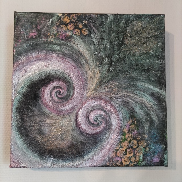 麻炭漆喰アート【火ノ渦】