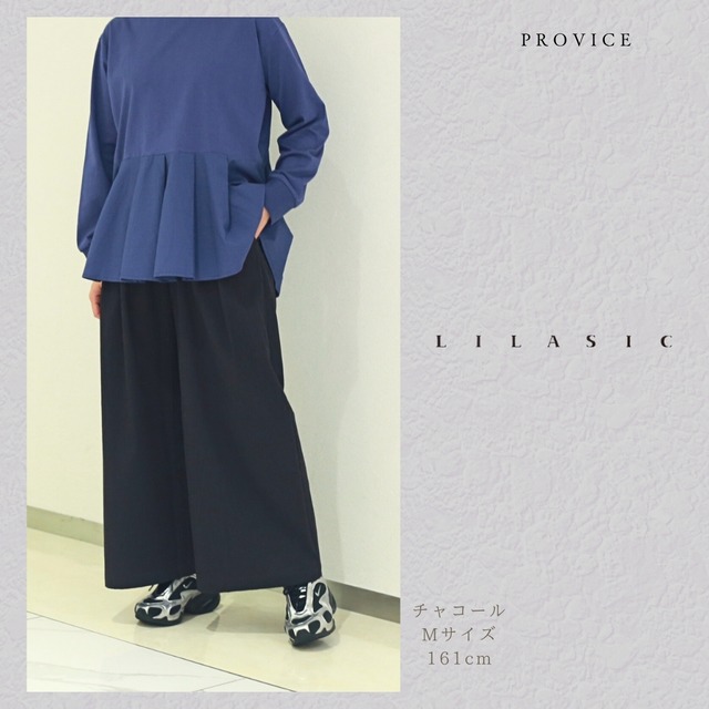 LILASIC/ SFBJ5460/リラシク/タックフレアパンツ/薄パンツ/柔らかチェックワイドパンツ/ワイドパンツ/チェック柄パンツ