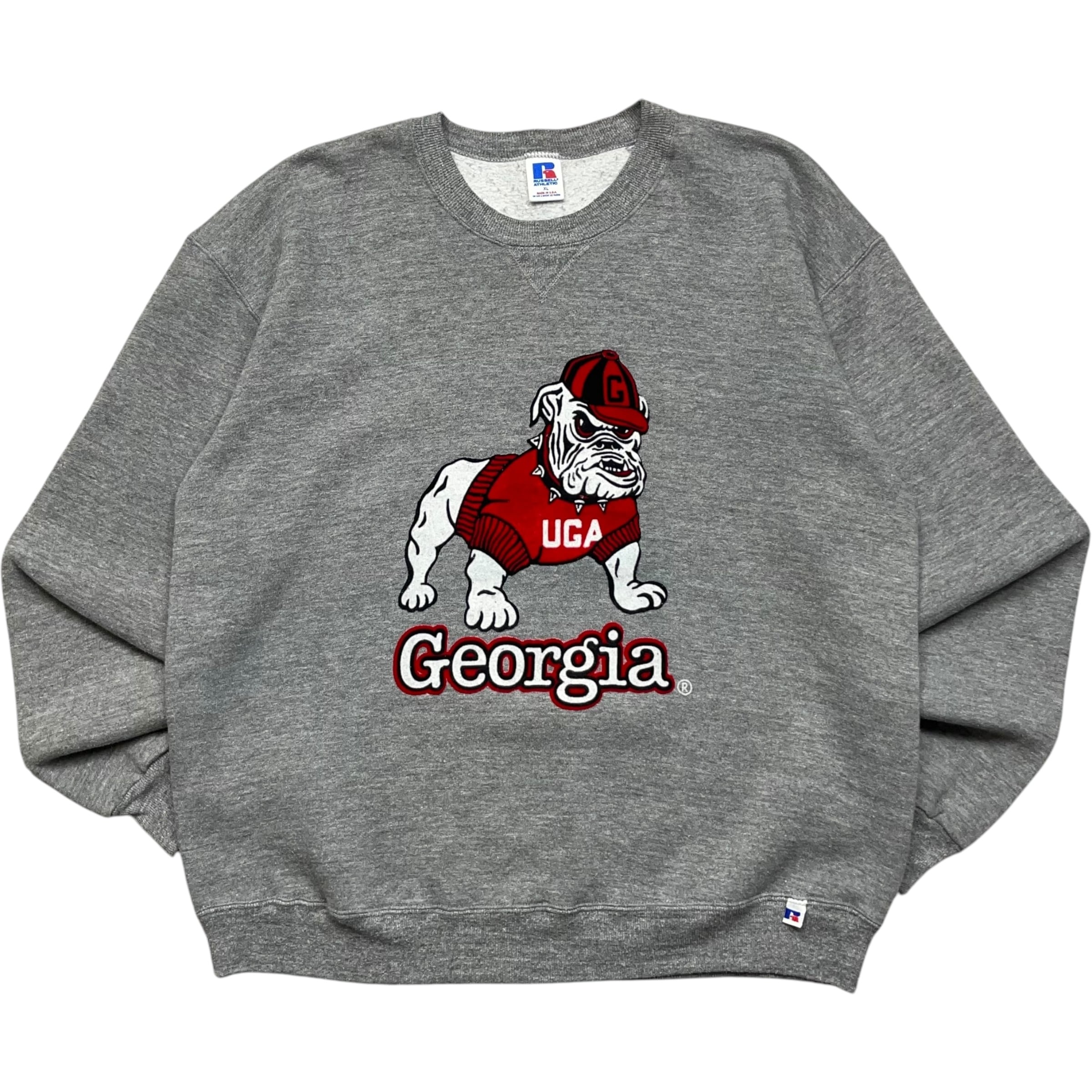 《XL》 russell athletic ラッセルアスレチック スウェット フロッキープリント グレー USA製 80年代 vintage no.7064