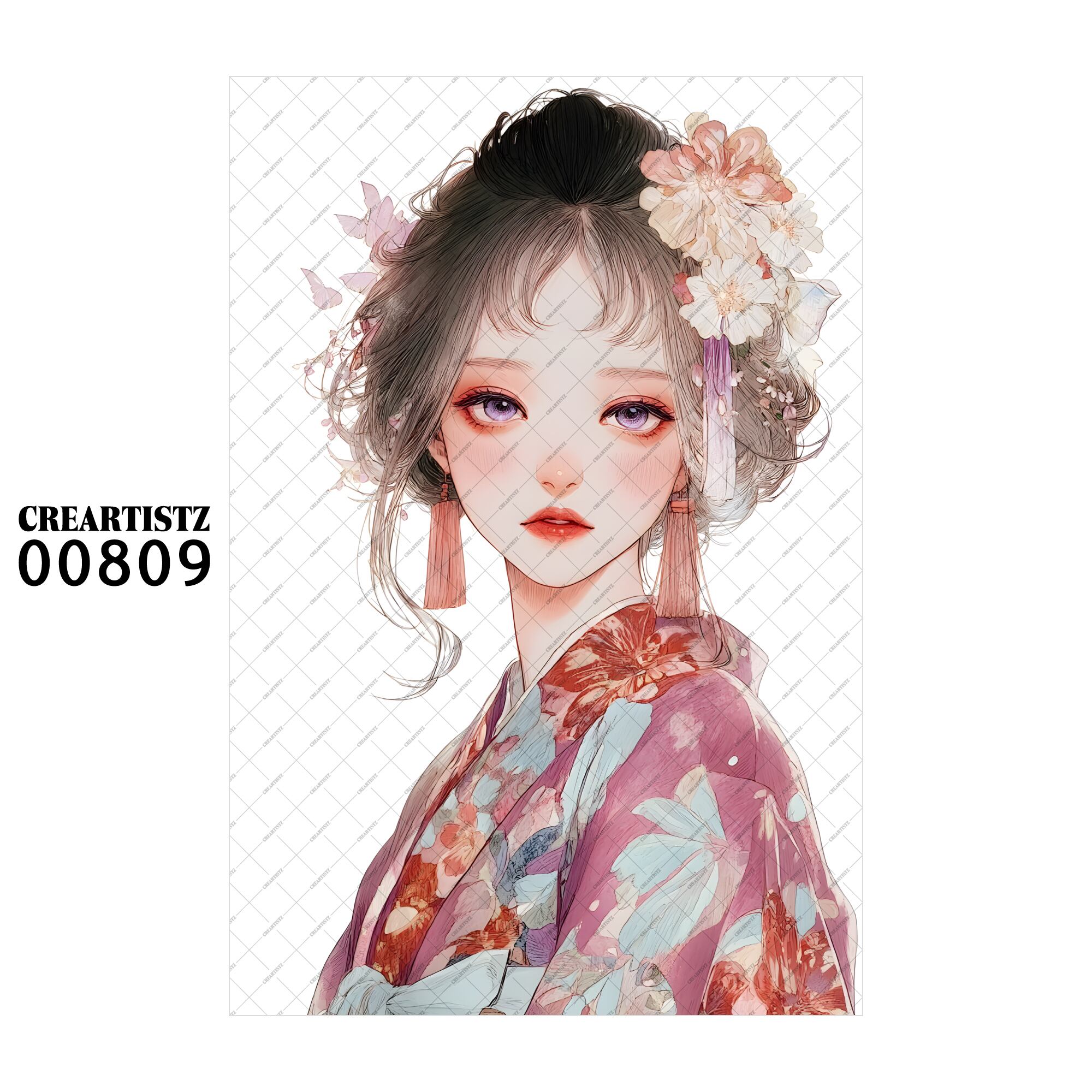 00809 ガール キュート オリジナル ペーパー/ステッカー 4枚セット CREARTISTZ