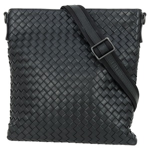 Used BOTTEGA VENETA ボッテガヴェネタ ショルダーバッグ イントレチャート ブラック ガンメタル金具 172736 斜め掛け 編み込み 中古良品