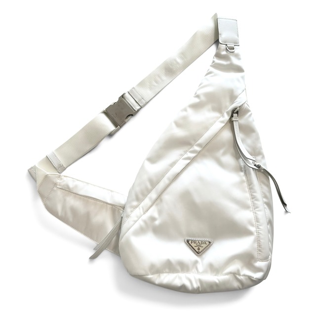 Rare◇PRADA Body Bag Nylon Shoulder Bag White 897