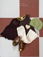 韓国子供服 / ÜEO / ドットもちもちTシャツ / 秋服 *S~JS*