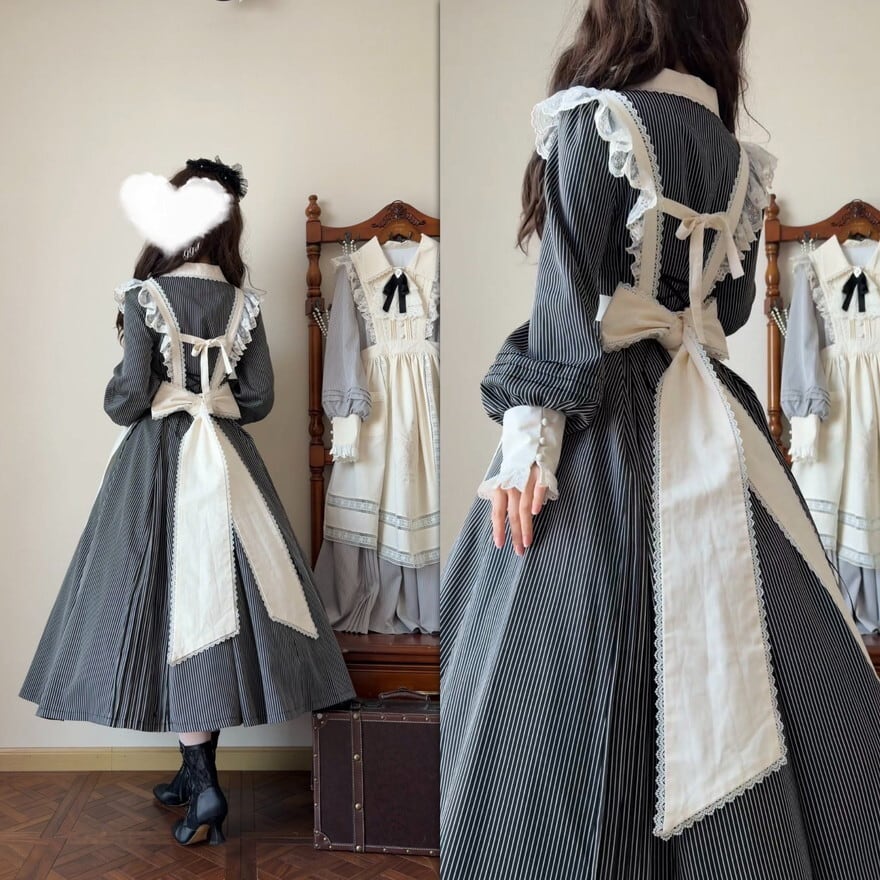 クラロリ ワンピース＆エプロンセット 英国調ヴィクトリアンメイド風