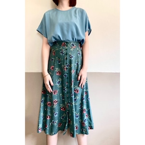 Green Botanical Button Front Skirt