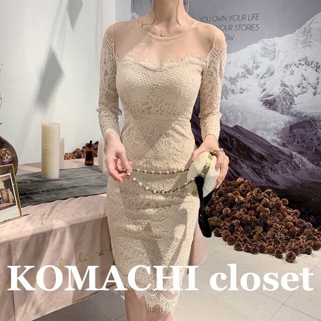 【送料無料】 パーティードレス レーススリムドレス シースルードレス 黒 レースドレス レース メッシュ 透け感 膝丈 長袖 ハイウエスト スリム 細身 韓国 レディース かわいい 可愛い キュート 大人可愛い 大人女子 シンプル きれいめ 大人 気品 上品 おしゃれ お洒落 こなれ感 きちんと 大人女子 セクシー クール エレガント フェミニン S M L XL アプリコット ブラック 秋 オルチャン 20代 30代 40代 お呼ばれ パーティー 結婚式 披露宴 二次会 トレンド 美脚 脚長 スタイル