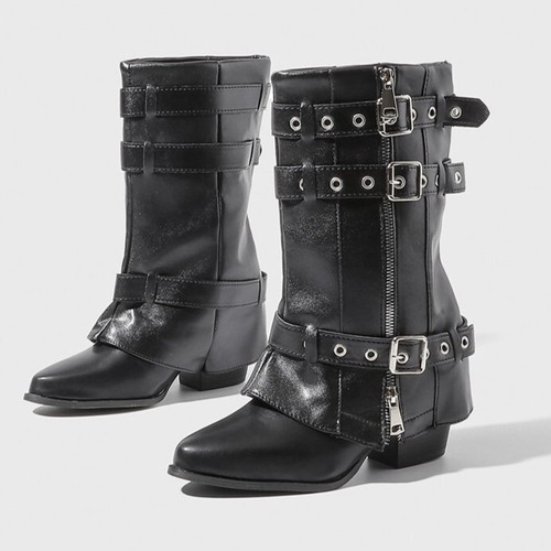 triple buckle mid boots / l0881