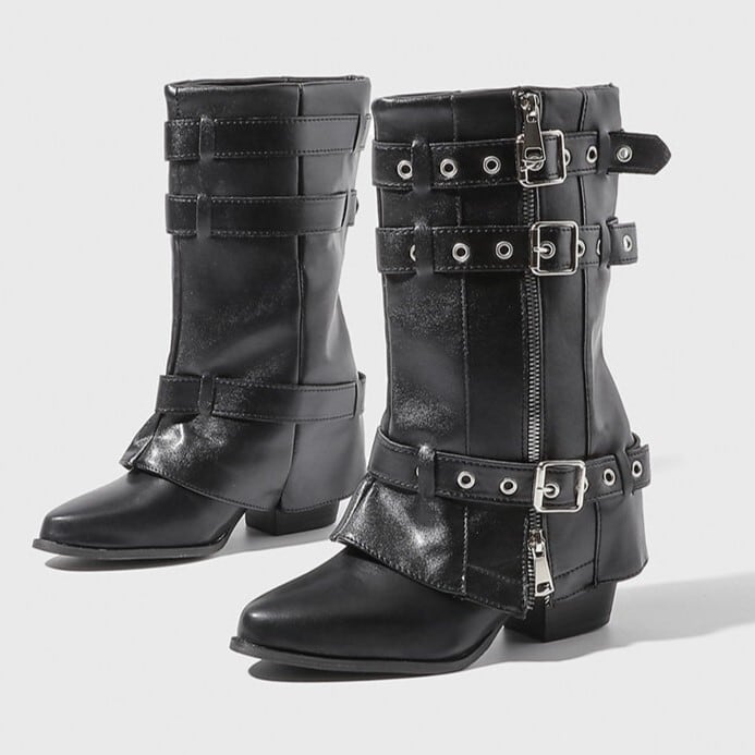 triple buckle mid boots / l0881