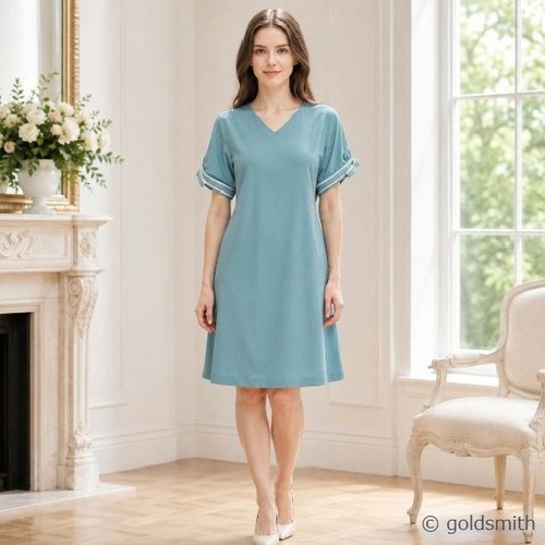 【トワレ toilette 新品】ワンピース toilette ドロップショルダー ブルー M L サイズ1 サイズ3 大人かわいい服 ディリーウェアー 493-063