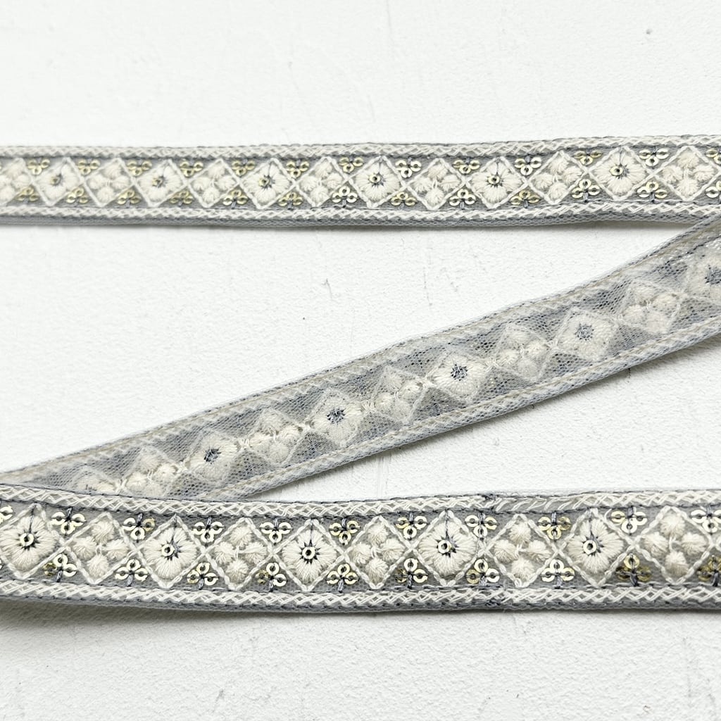 ホワイトドリーム [アイスブルー］インド刺繍リボン 2173 | インド刺繍