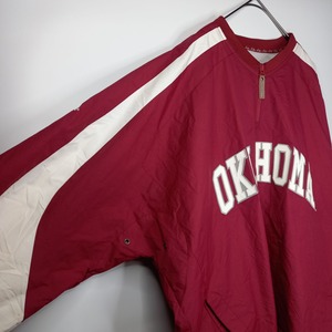 希少品　オクラホマ大学　ハーフジップ　ナイロンプルオーバー　カレッジ刺繍　XL