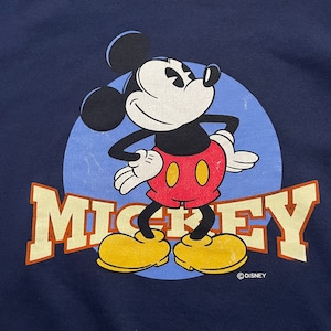 【HANES】90s USA製 Disney ミッキーマウス Mickey Mouse ロゴ プリント スウェット トレーナー オールド ヴィンテージ ディズニー ヘビーウェイト XL ビッグシルエット ヘインズ US古着