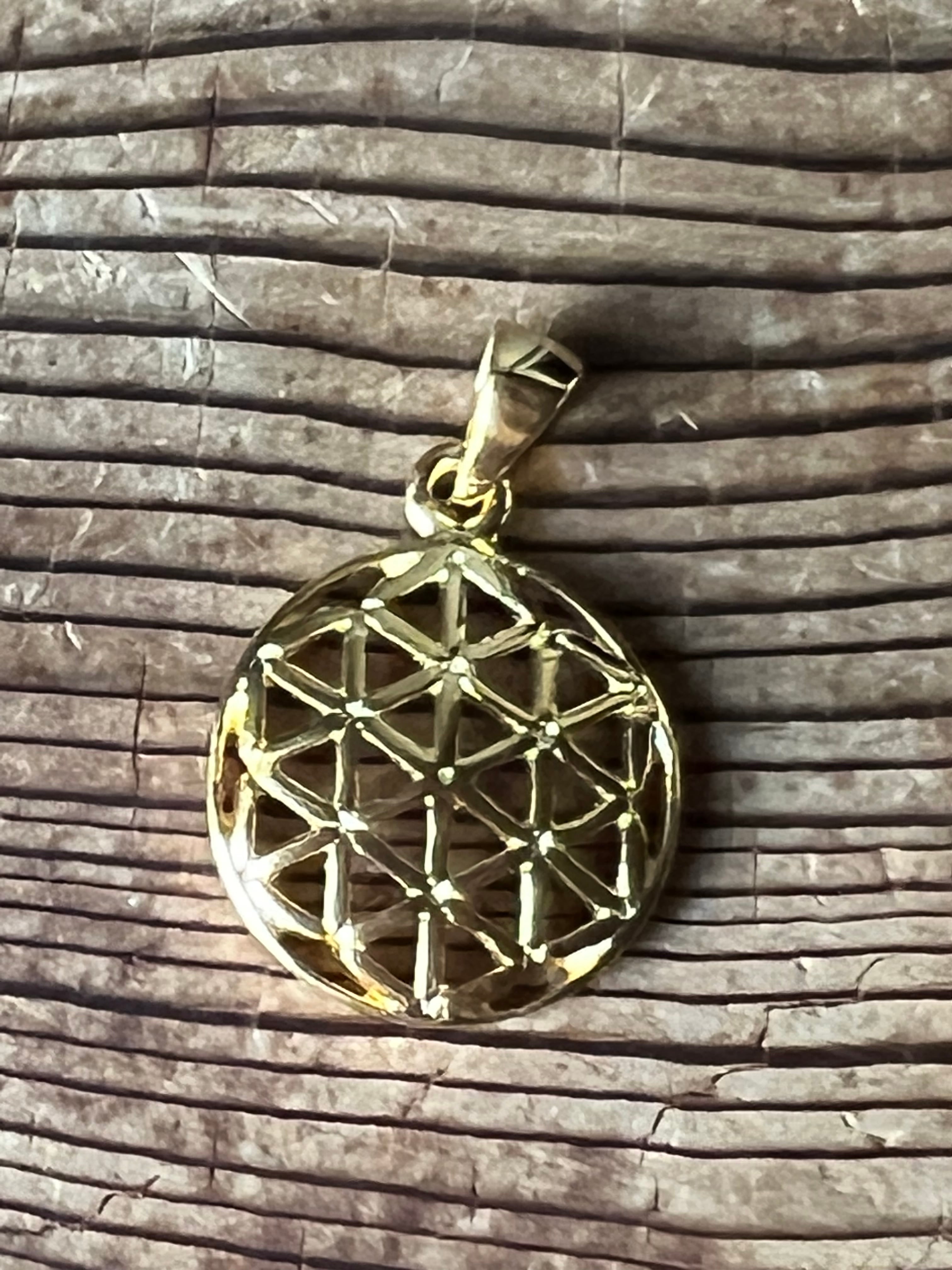 【あなたのシルバーライン】フラワーオブライフ(生命の花) 24金ゴールド ヴェルメイユ加工 スターリングシルバー ペンダントトップ