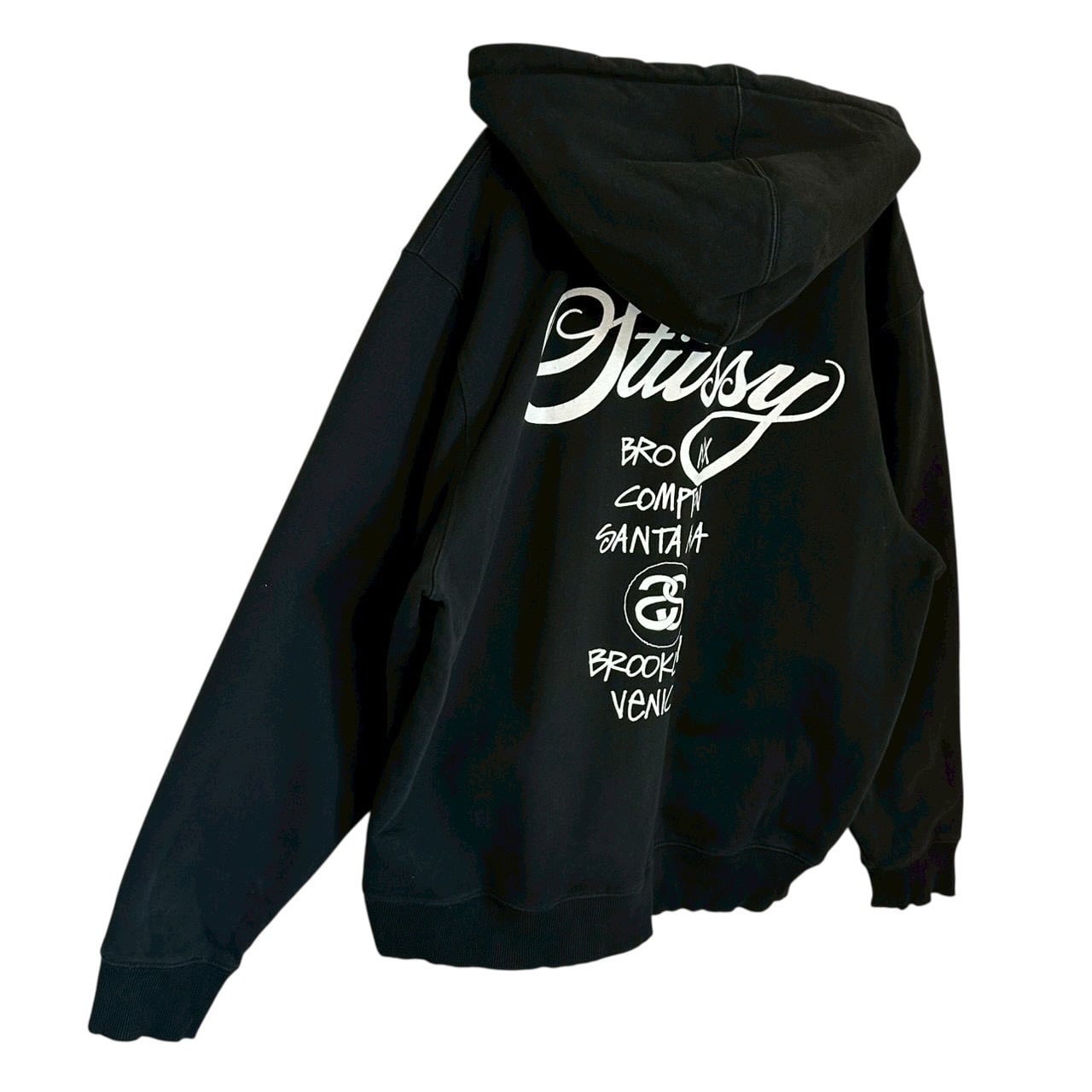 stussy ステューシー　ビッグロゴ　ジップパーカー　フーディ　XL 古着 stussy ステューシー ジップパーカー XL バックロゴ プリント ワールド
