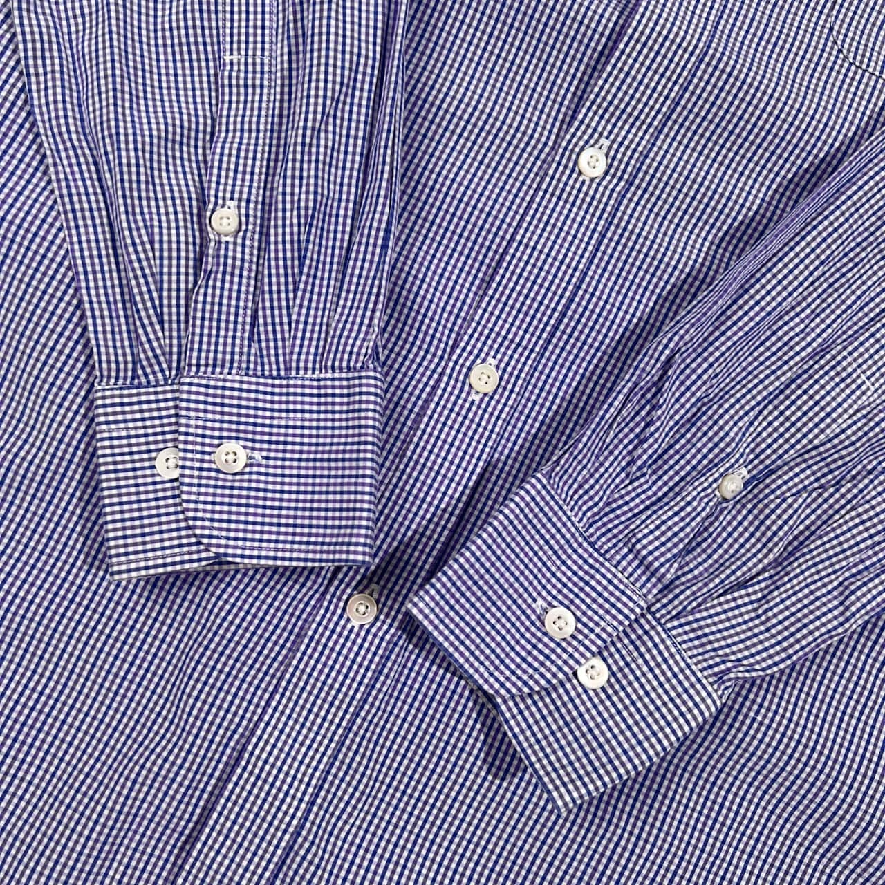 BURBERRY LONDON バーバリー ロンドン チェック BD ボタンダウン 長袖シャツ M/パープル系 メンズ