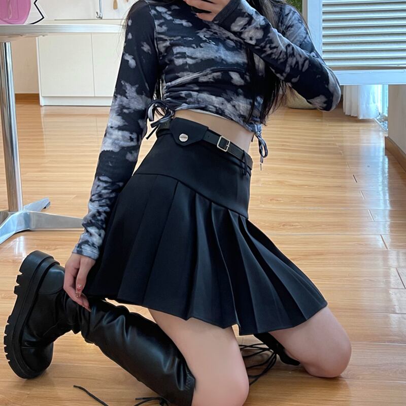 AD2020 20AW ベルトプリーツスカート ハーネス ワンピース 黒 Y2K AD2020 20AW ベルトプリーツスカート ハーネス ワンピース 黒 Y2K