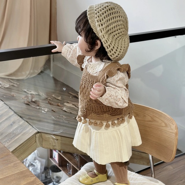 【取寄】おしゃれすぎるブリッジ付きフリルニットベスト