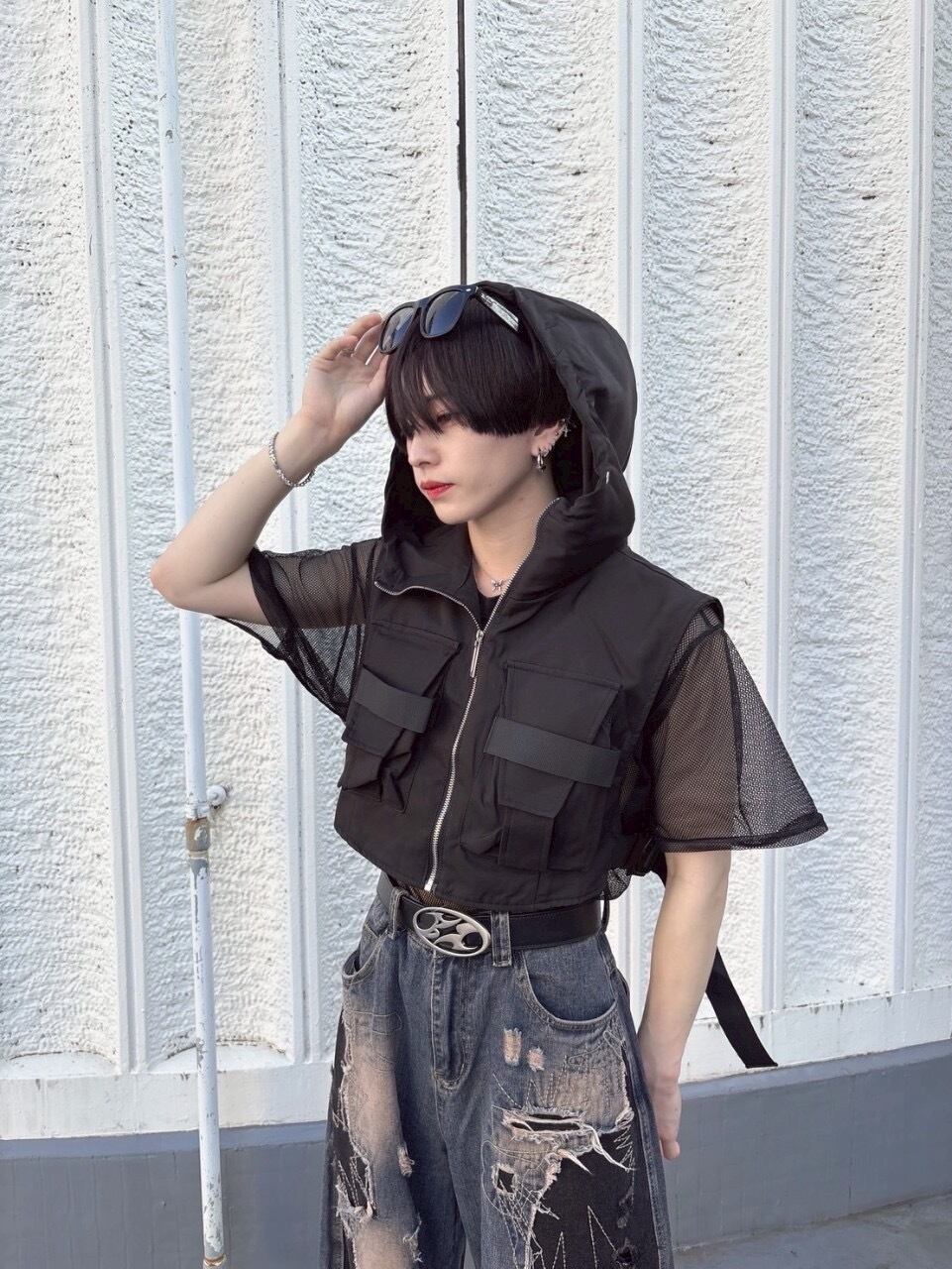 ショートスリーブジャケット Y2K グランジ | 韓国系ユニセックスTHICC